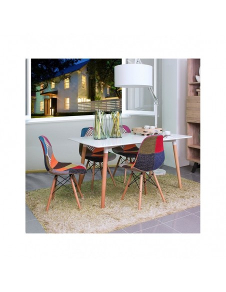 Mesa NURY NEW, madera, tapa blanca, 160 x 80 cms