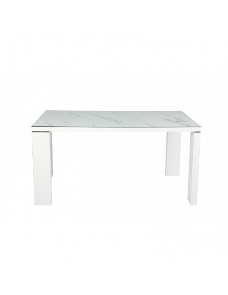 Mesa ROYAL, lacada blanca, cristal ceramico, 150 x 90 cms