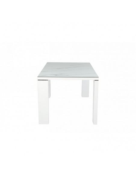 Mesa ROYAL, lacada blanca, cristal ceramico, 150 x 90 cms