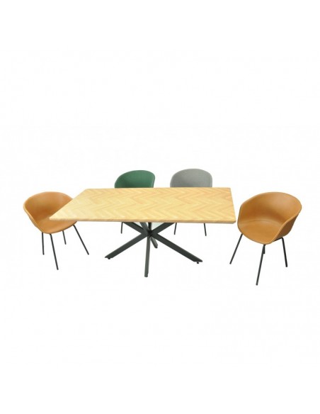 Mesa SORRENTO 180, metal, negro, tapa decor,180 x 90 cms