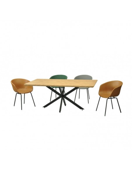 Mesa SORRENTO 180, metal, negro, tapa decor,180 x 90 cms