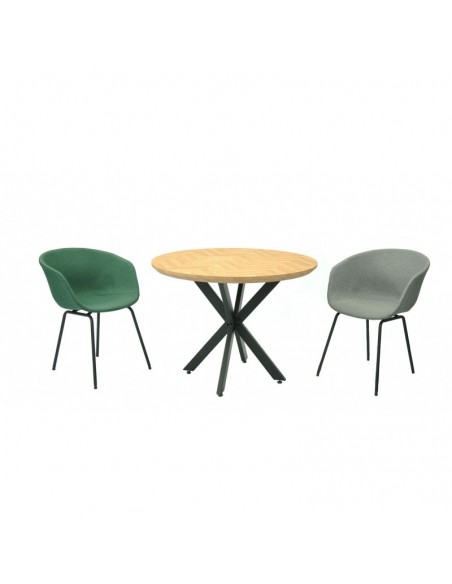 Mesa SORRENTO 100, metal, negro, tapa decor,100 cms diámetro
