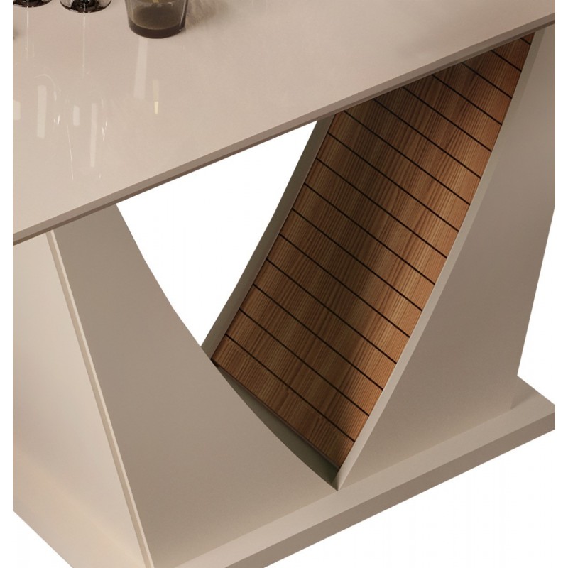 Mesa DALILA, blanco roto y roble, 170x90 cms