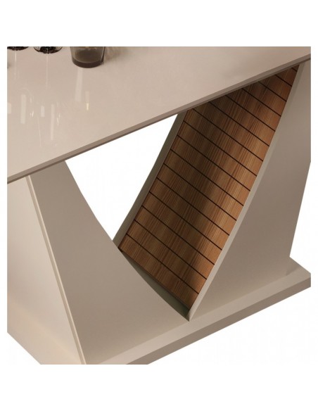 Mesa DALILA, blanco roto y roble, 170x90 cms
