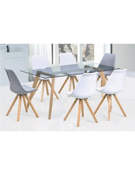 Mesa POMPEYA, metal, cristal templado, 160 x 90 cms