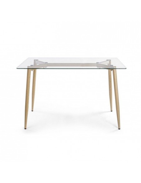 Mesa TIVOLI, metal, cristal transparente, 120 x 80 cms
