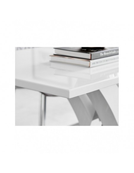 Mesa PATRICIA, acero inoxidable, lacada blanco, 160x90 cms