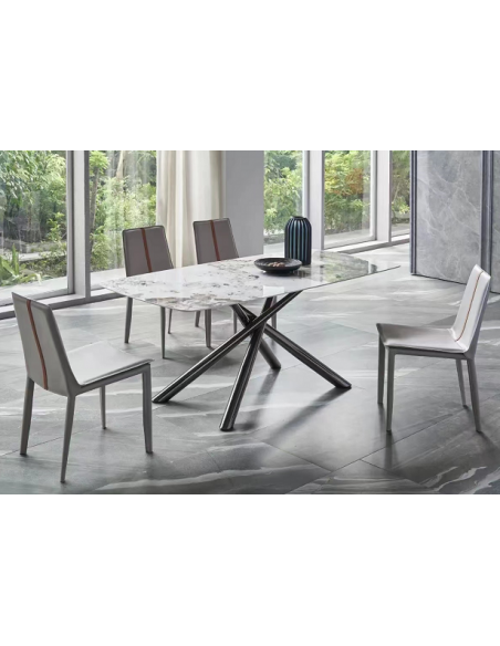 Mesa JAZZ, metal negro, tapa de cristal templado, 160 x 90 cms
