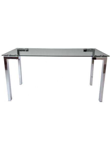 Mesa LAINEY 140 (M), cromada, cristal, 140 x 80 cms