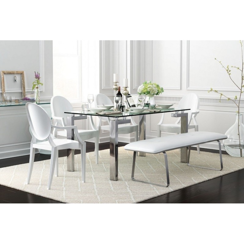 Mesa LAINEY 140 (M), cromada, cristal, 140 x 80...