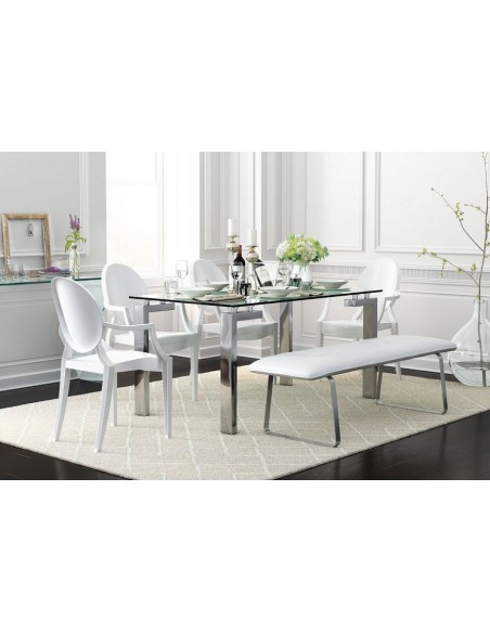 Mesa LAINEY 140 (M), cromada, cristal, 140 x 80 cms