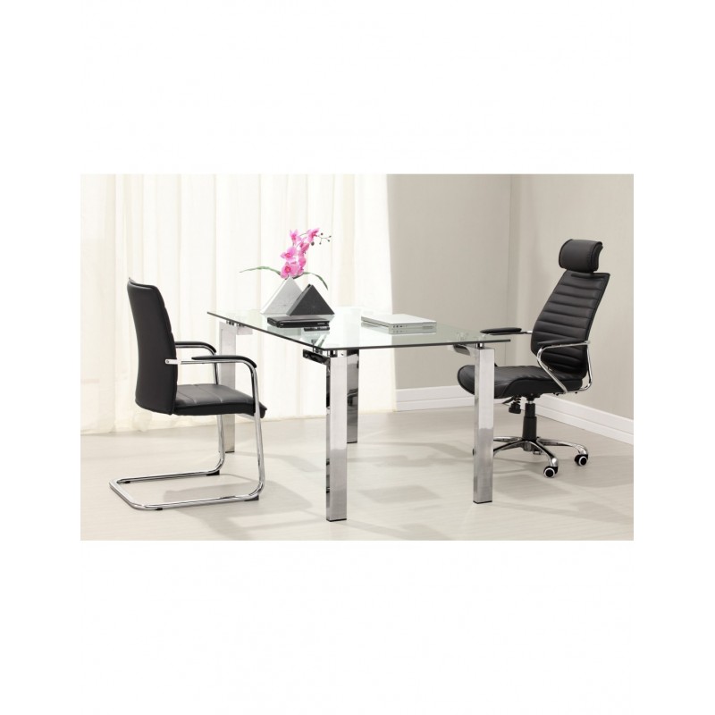 Mesa LAINEY 140 (M), cromada, cristal, 140 x 80...