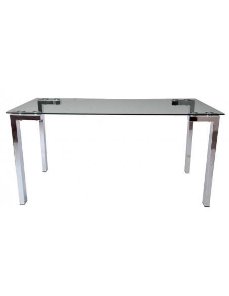 Mesa LAINEY 160 (M), cromada, cristal, 160 x 90 cms