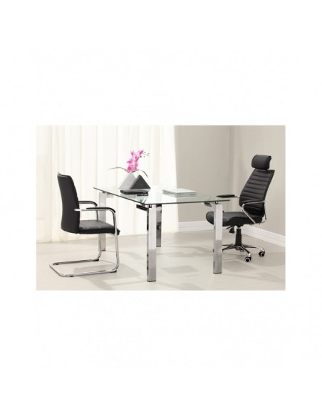Mesa LAINEY 160 (M), cromada, cristal, 160 x 90 cms
