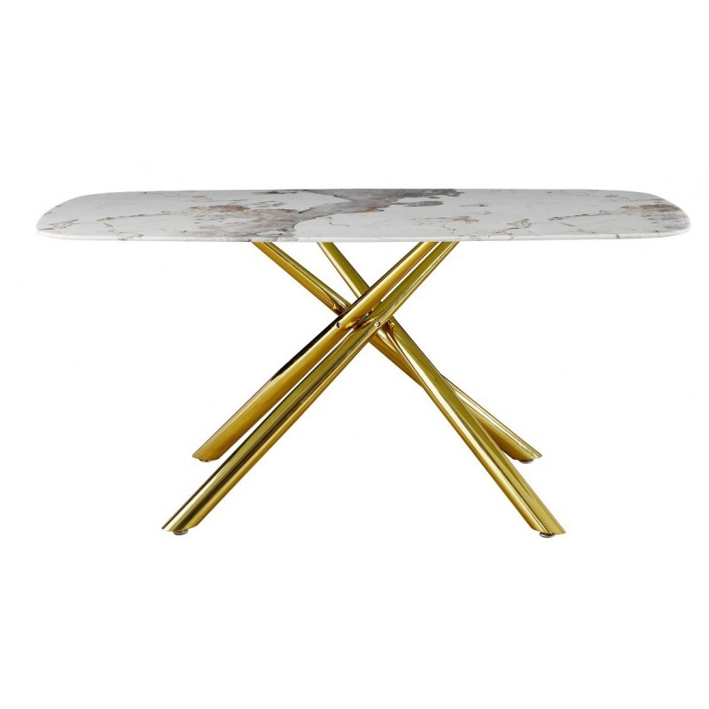 Mesa JAZZ, metal dorado, tapa de cristal...