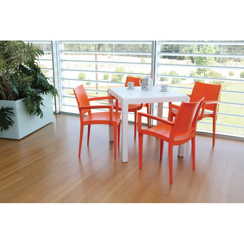 Mesa DITA, polipropileno blanco, 80 x 80 cms
