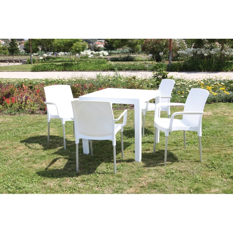 Mesa DITA, polipropileno blanco, 80 x 80 cms