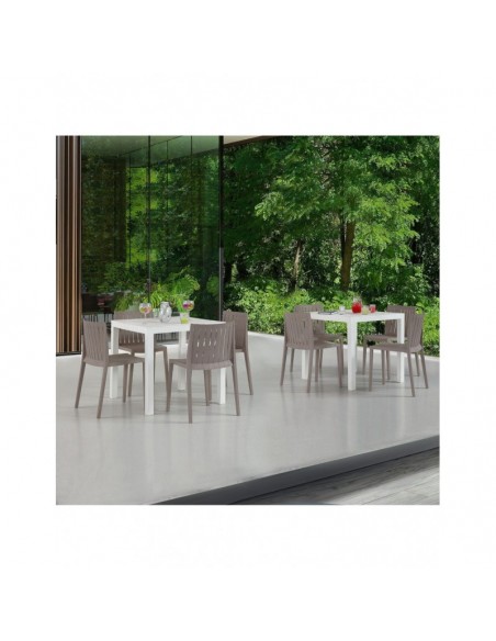 Mesa ODYSSEY, polipropileno blanco, 80 x 80 cms