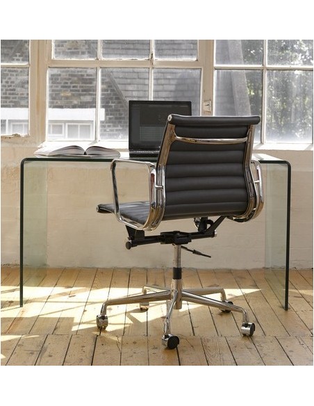 Mesa APOLO, cristal curvado transparente, 125 x 70 cms