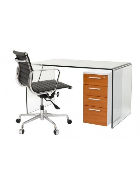 Mesa APOLO, cristal curvado transparente, 125 x 70 cms