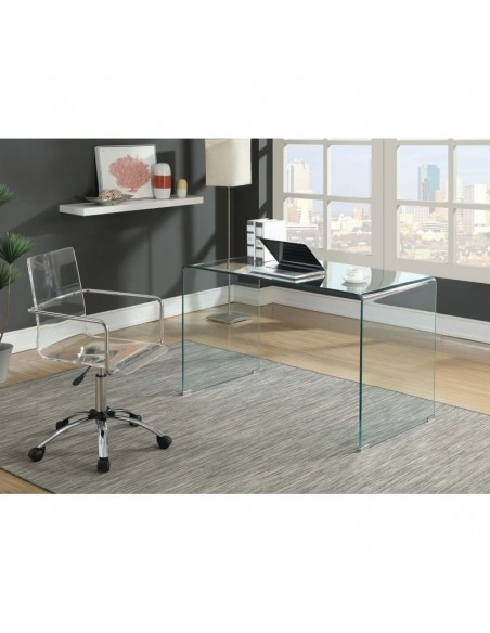 Mesa APOLO, cristal curvado transparente, 125 x 70 cms