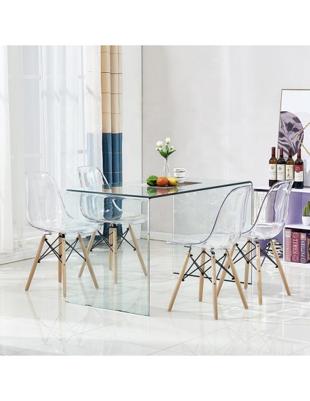 Mesa APOLO, cristal curvado transparente, 125 x 70 cms