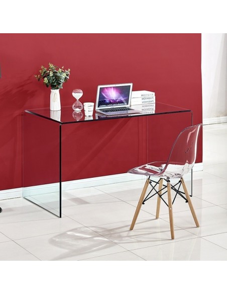 Mesa APOLO, cristal curvado transparente, 125 x 70 cms