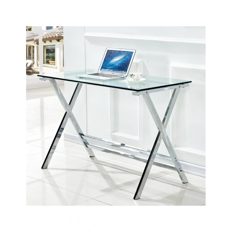 Mesa DELFOS, cromada, cristal, 110 x 55 cms