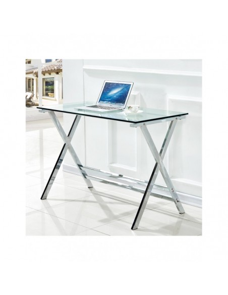 Mesa DELFOS, cromada, cristal, 110 x 55 cms