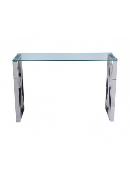 Consola Mesa VENUS, acero inoxidable, cristal, 120x40 cms