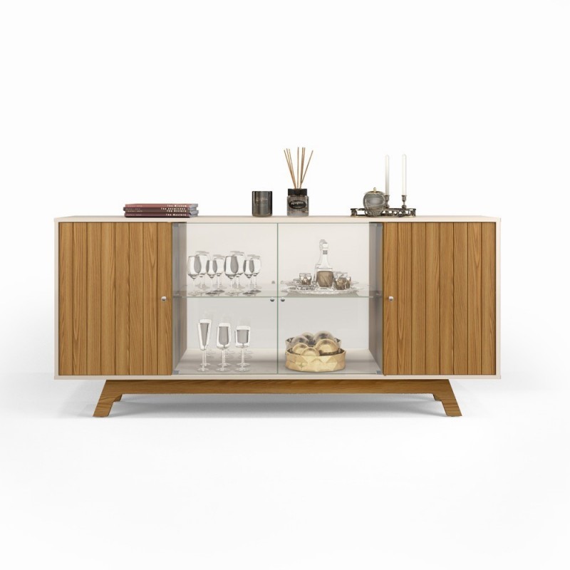 Buffet GRENOBLE, 4 puertas, cristal, roble y...
