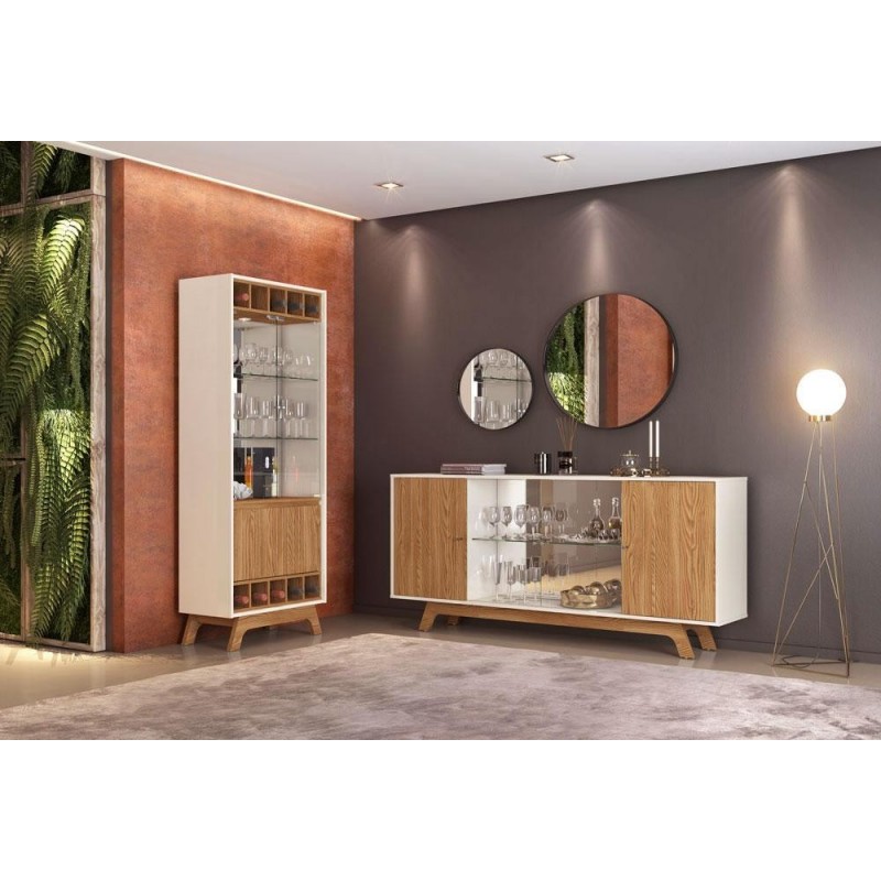 Buffet GRENOBLE, 4 puertas, cristal, roble y...