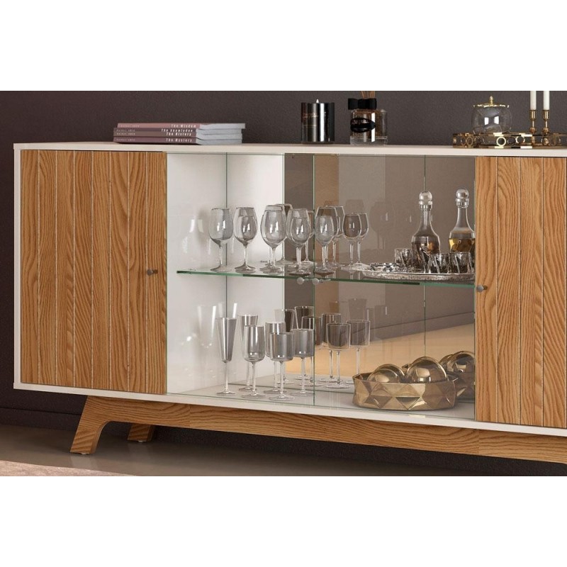 Buffet GRENOBLE, 4 puertas, cristal, roble y...