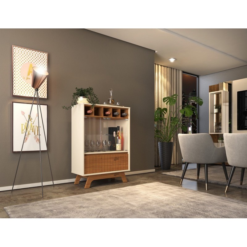 Vitrina BREST, cristal, roble - blanco roto