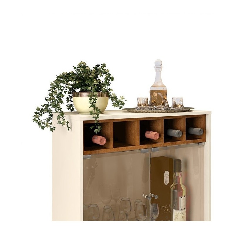 Vitrina BREST, cristal, roble - blanco roto