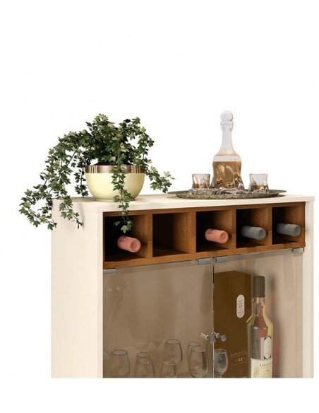 Vitrina BREST, cristal, roble - blanco roto