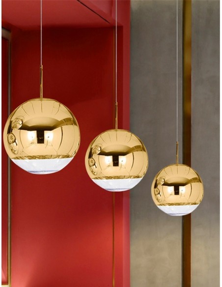 Lámpara KARIM, colgante, cristal, dorado - transparente, 25 cms de diámetro